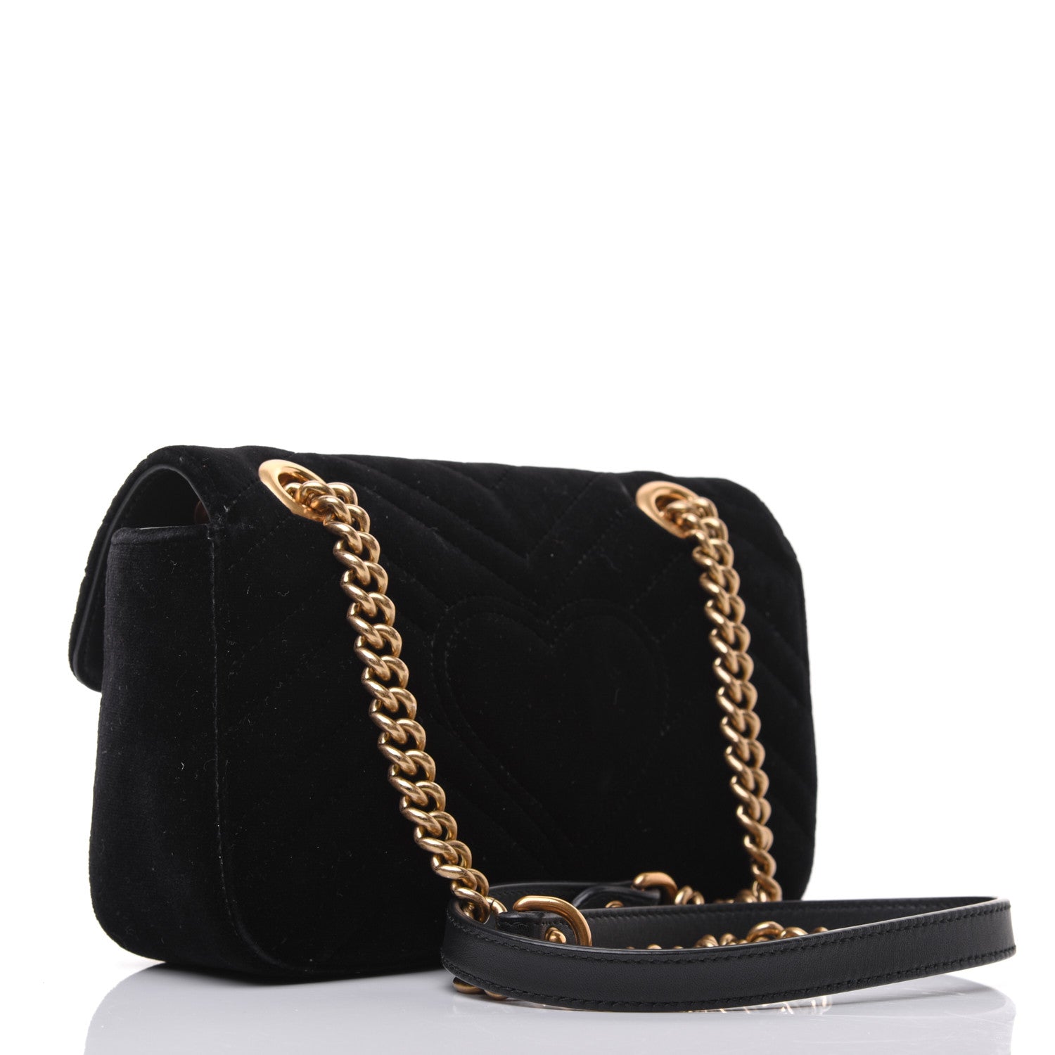 Gucci Velvet Matelasse Mini GG Marmont Shoulder Bag Black 3 of 18