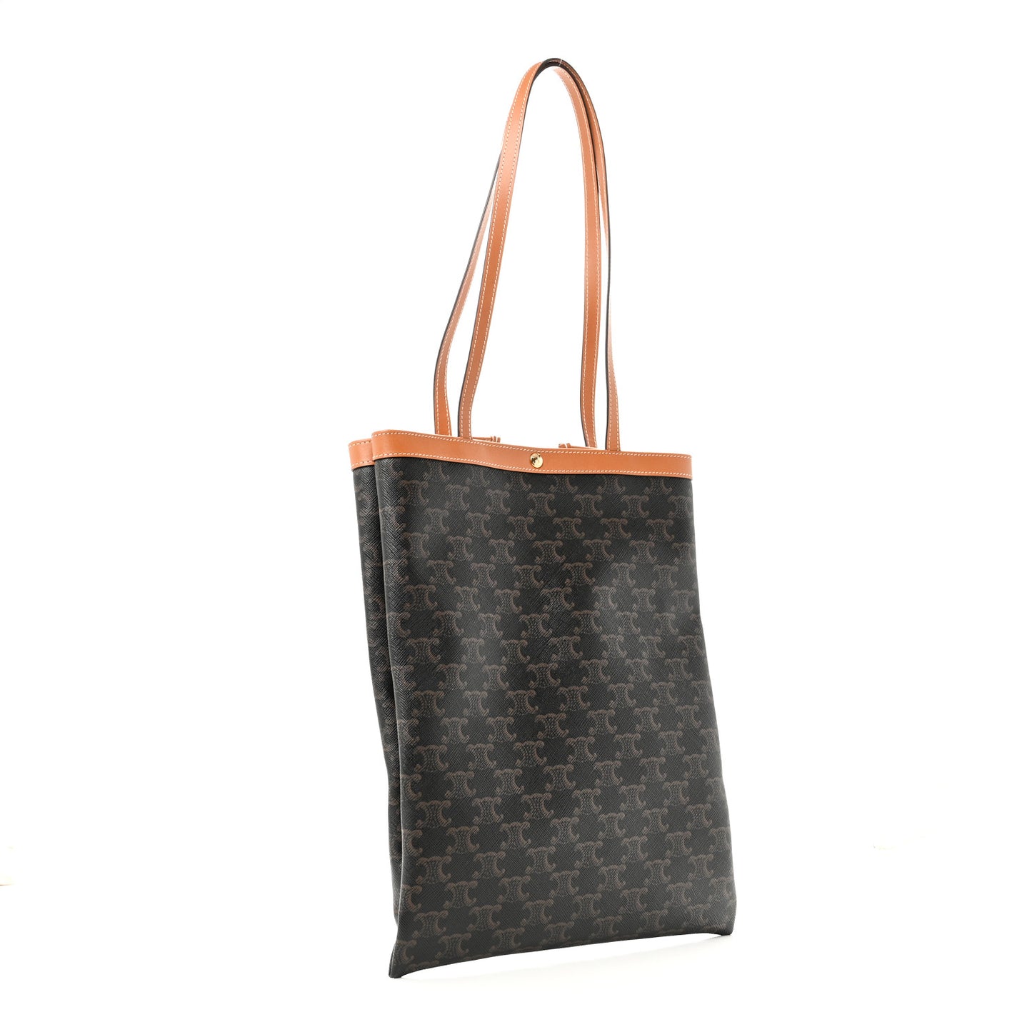 Triomphe Canvas Calfskin Flat Shopper Tote Honey