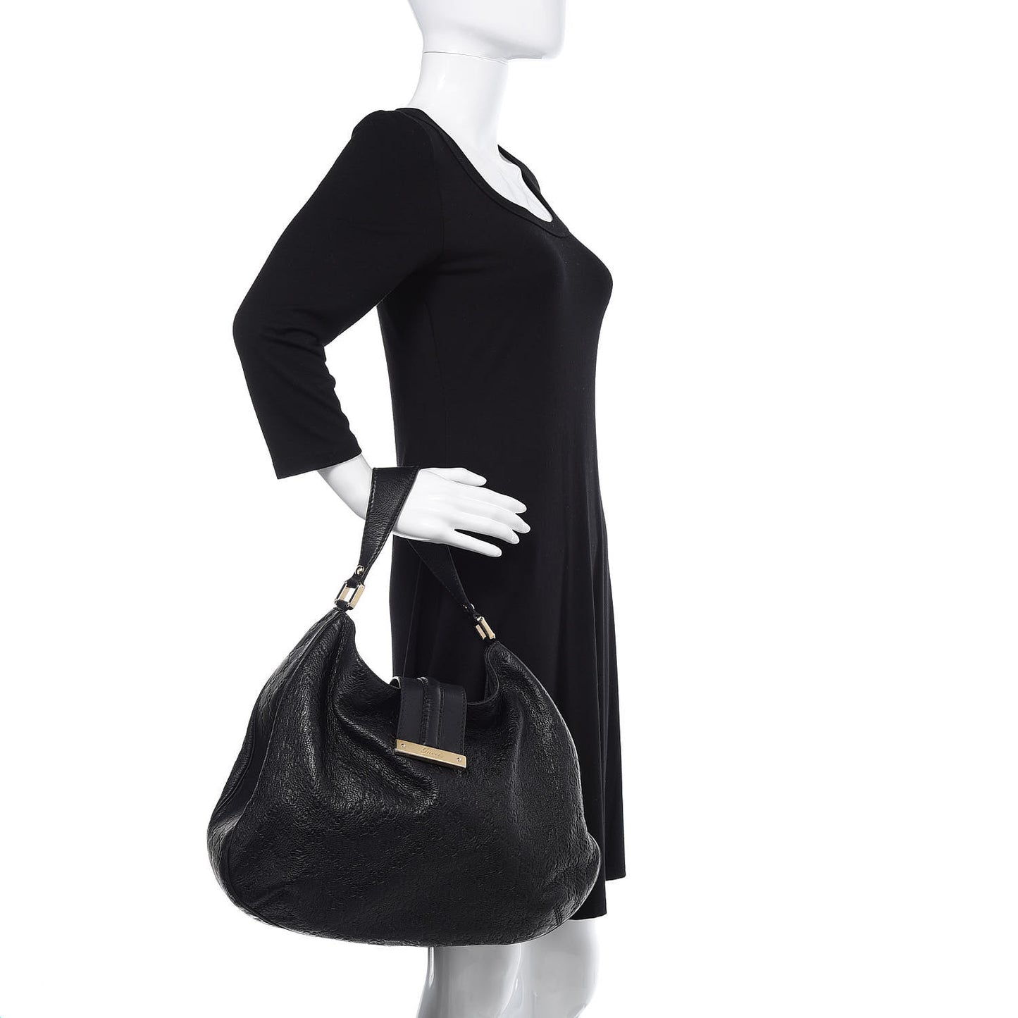 Guccissima Large New Ladies Web Hobo Black