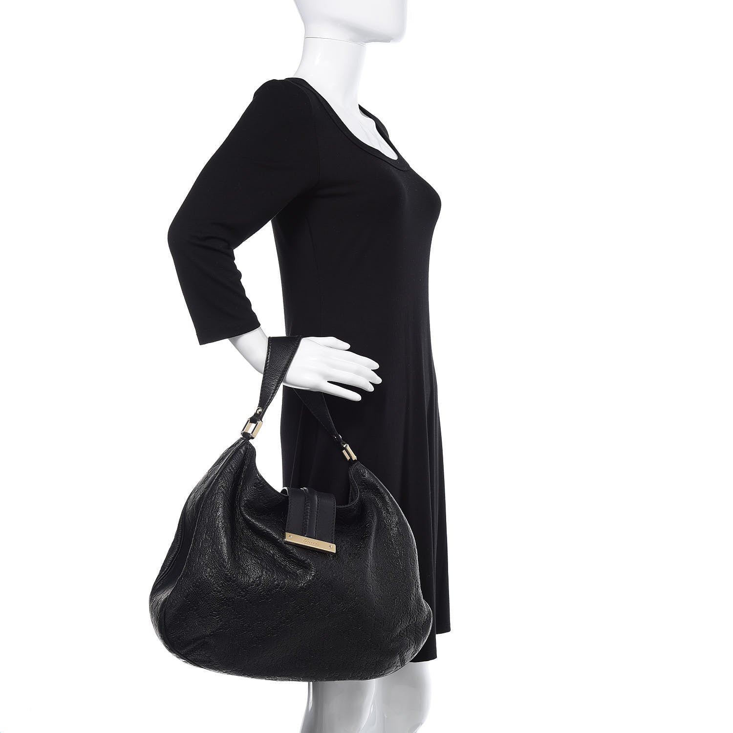 Gucci Guccissima Large New Ladies Web Hobo Black 2 of 12