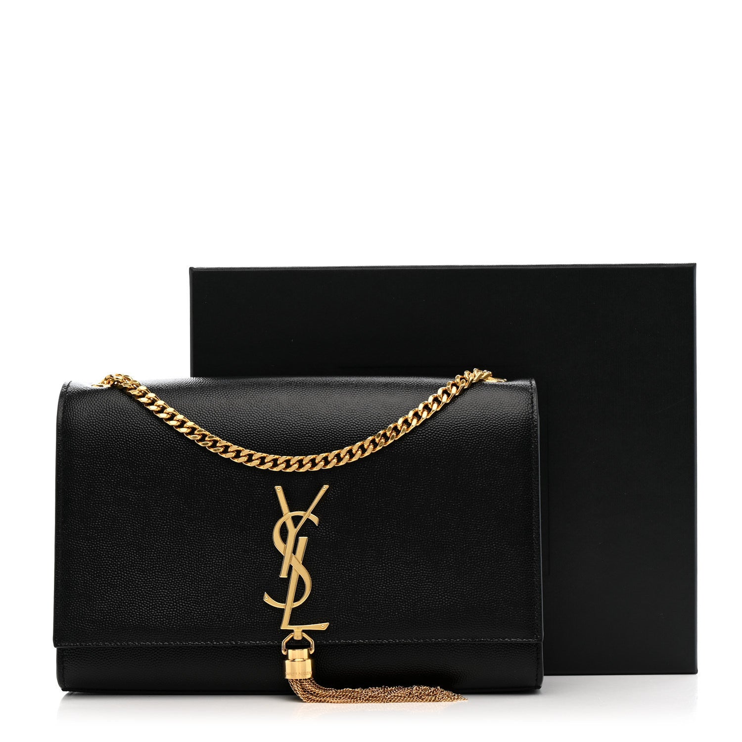 Saint Laurent Grain De Poudre Medium Classic Monogram Kate Tassel Satchel Black 13 of 13
