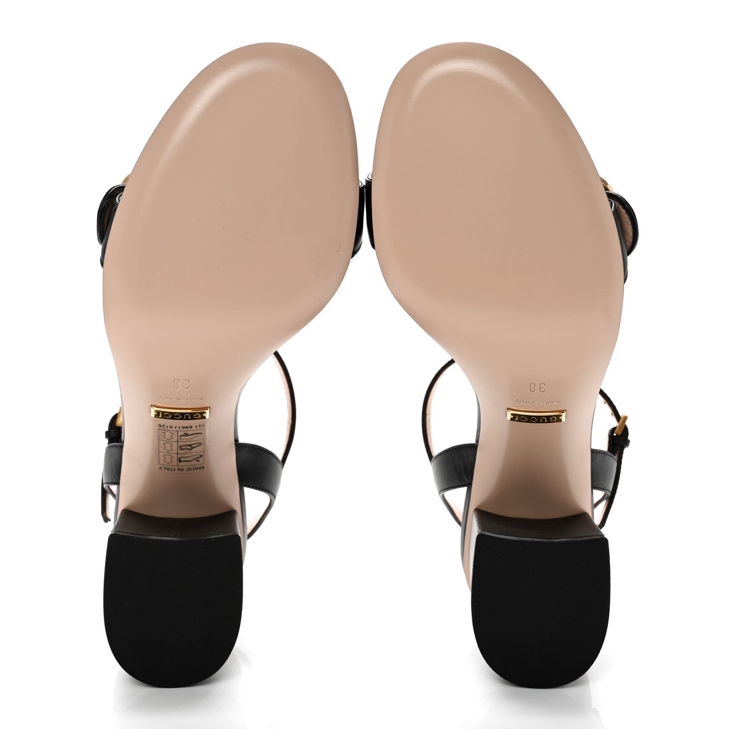 Lifford Calfskin GG Marmont Ankle Wrap 75mm Sandals 38 Black