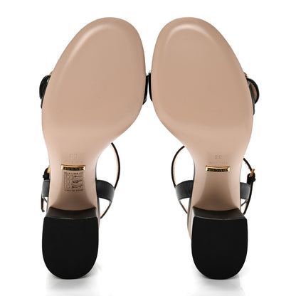 Gucci Lifford Calfskin GG Marmont Ankle Wrap 75mm Sandals 38 Black 5 of 8