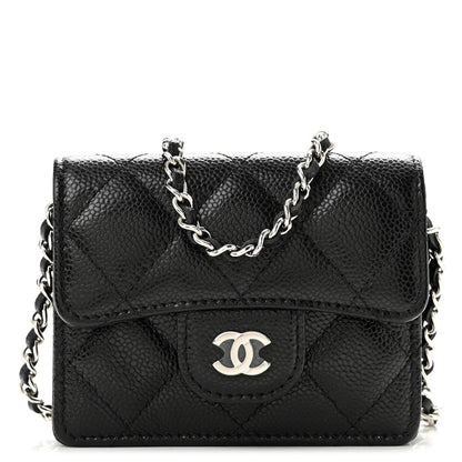 Chanel Caviar Quilted Flap Card Holder On Chain Black 1 of 11
