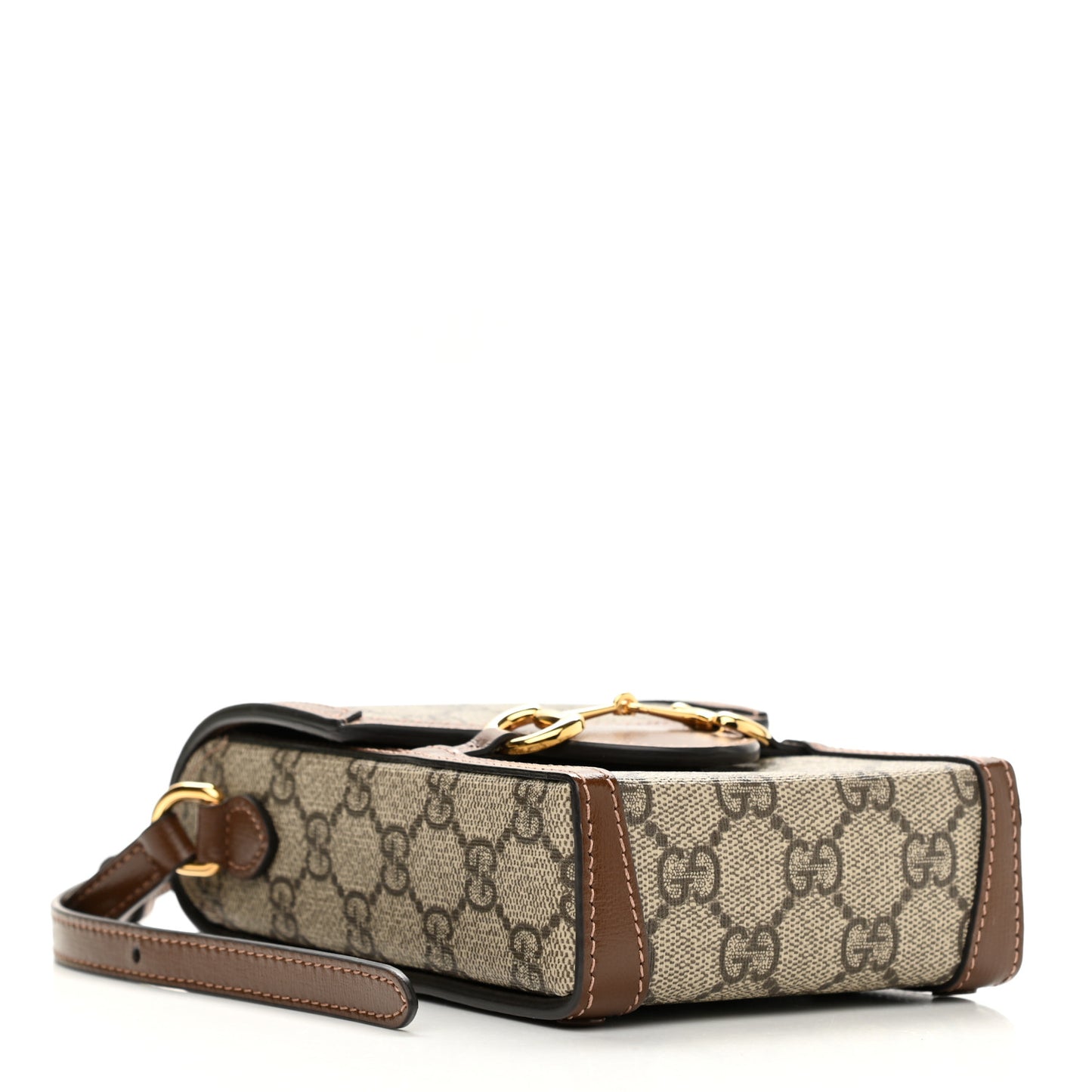 GG Supreme Monogram Mini Horsebit 1955 Crossbody Bag Beige Brown Sugar