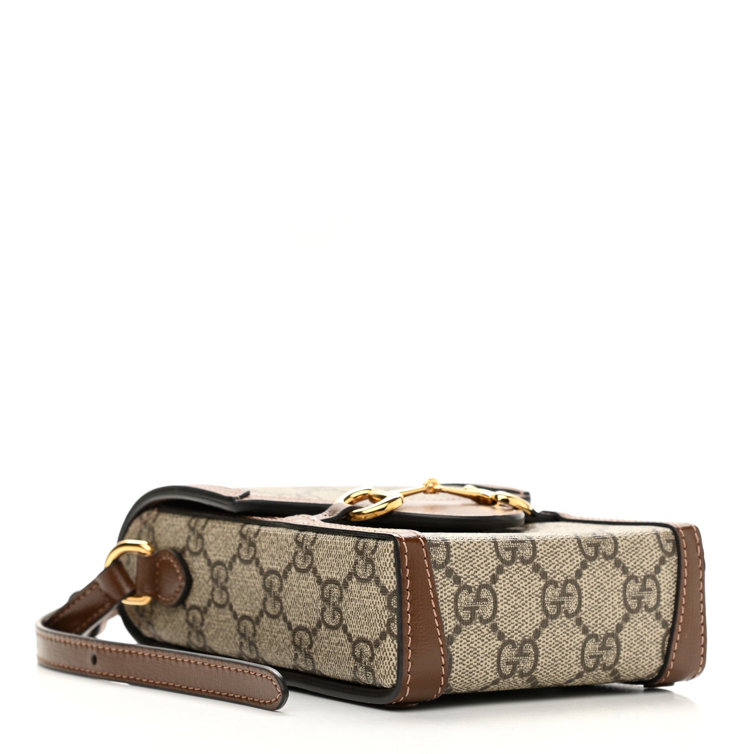 Gucci GG Supreme Monogram Mini Horsebit 1955 Crossbody Bag Beige Brown Sugar 4 of 11
