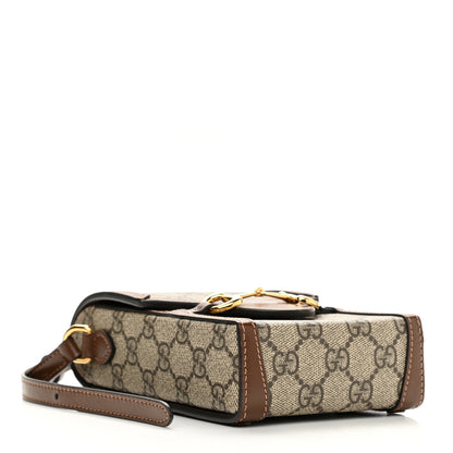 Gucci GG Supreme Monogram Mini Horsebit 1955 Crossbody Bag Beige Brown Sugar 4 of 11