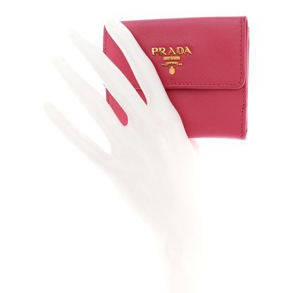 Prada Saffiano Compact Wallet Pink 2 of 9