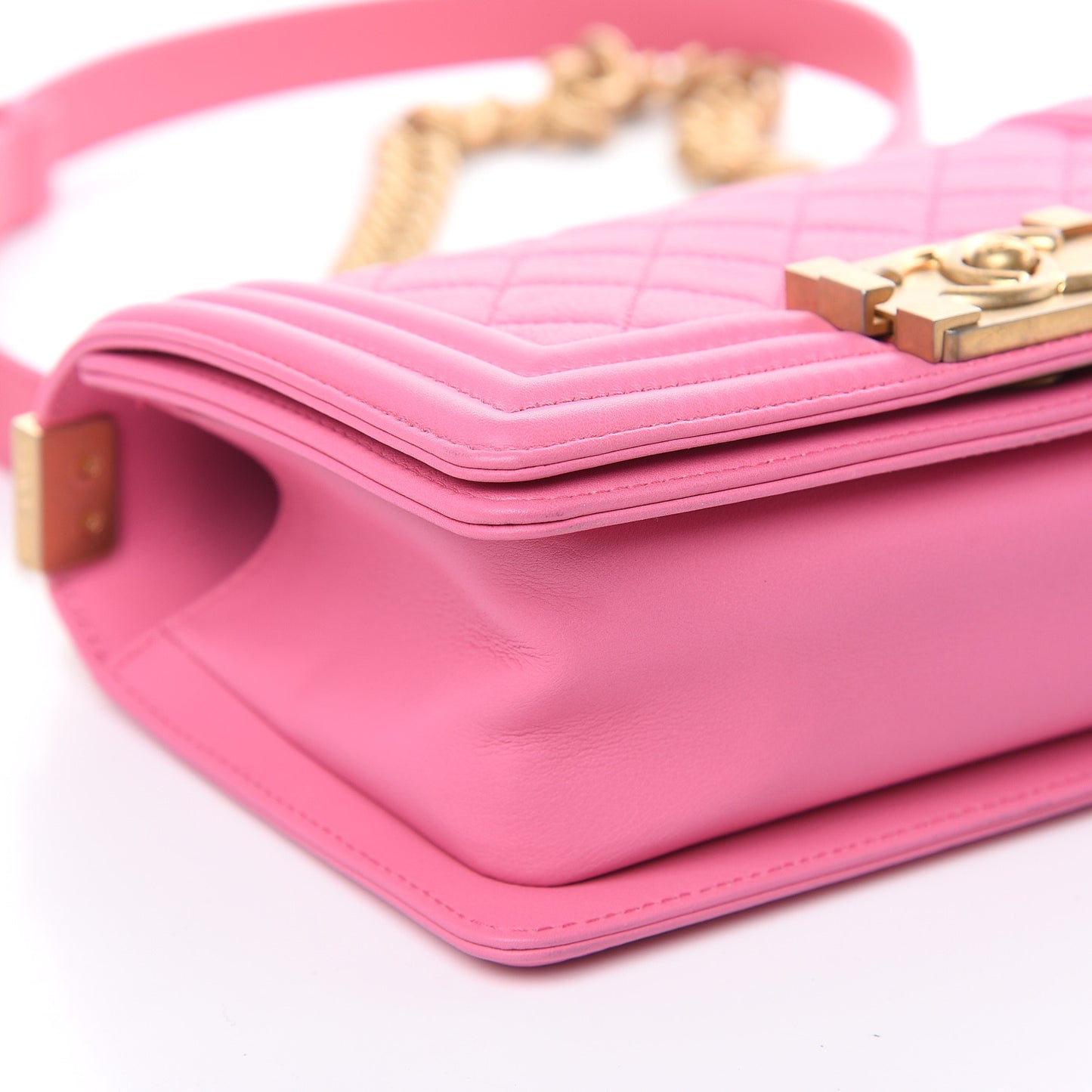 Calfskin Quilted Small Boy Flap Pink
