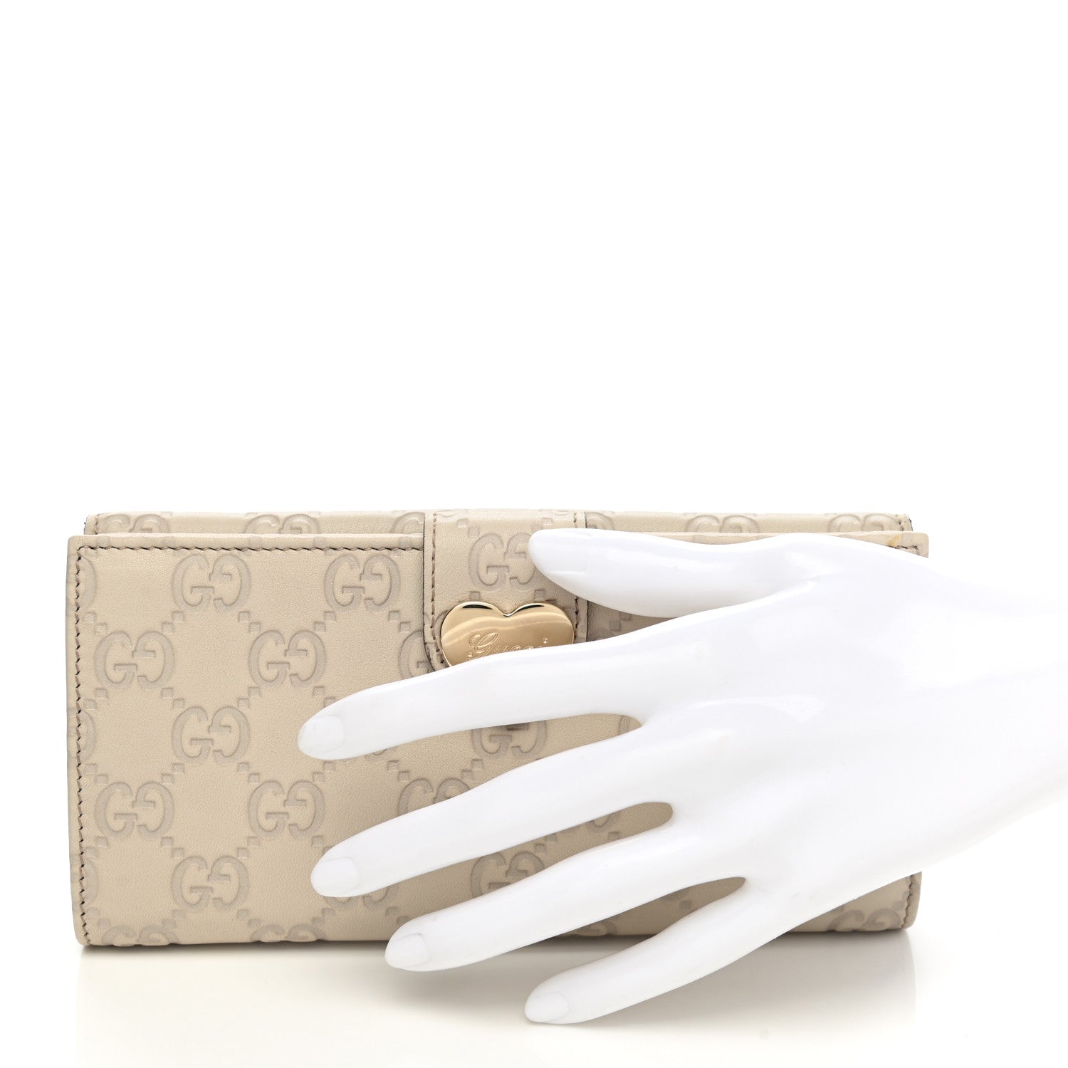 Gucci Guccissima Heart Continental Wallet Off White 2 of 10