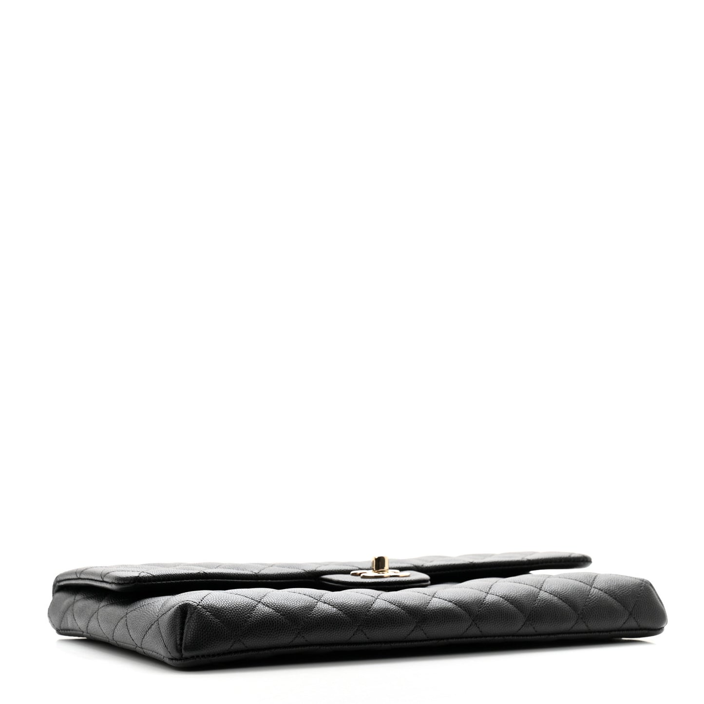 Caviar Quilted Flap Clutch Black