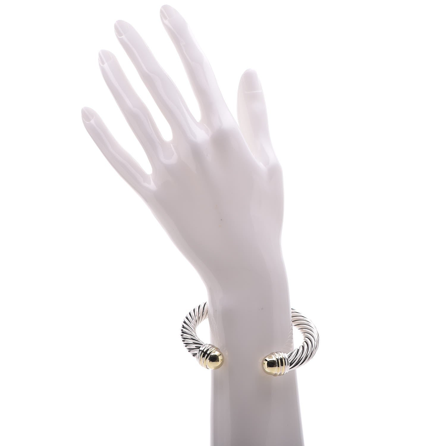 David Yurman Sterling Silver 14K Yellow Gold 10mm Cable Classics Bracelet 2 of 5