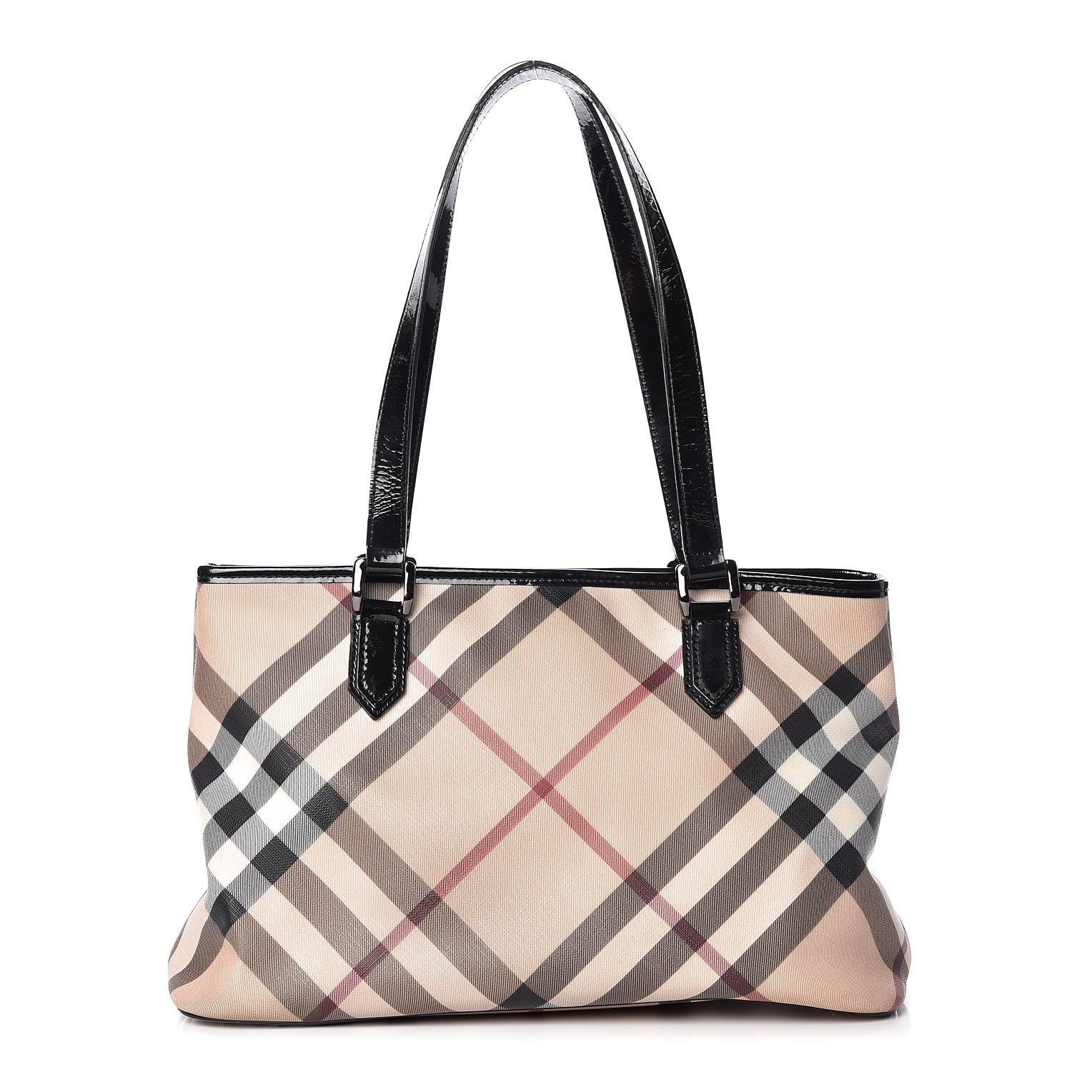 Burberry Patent Trim Nova Check Shopper Tote Black 1 of 13