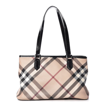 Burberry Patent Trim Nova Check Shopper Tote Black 1 of 13