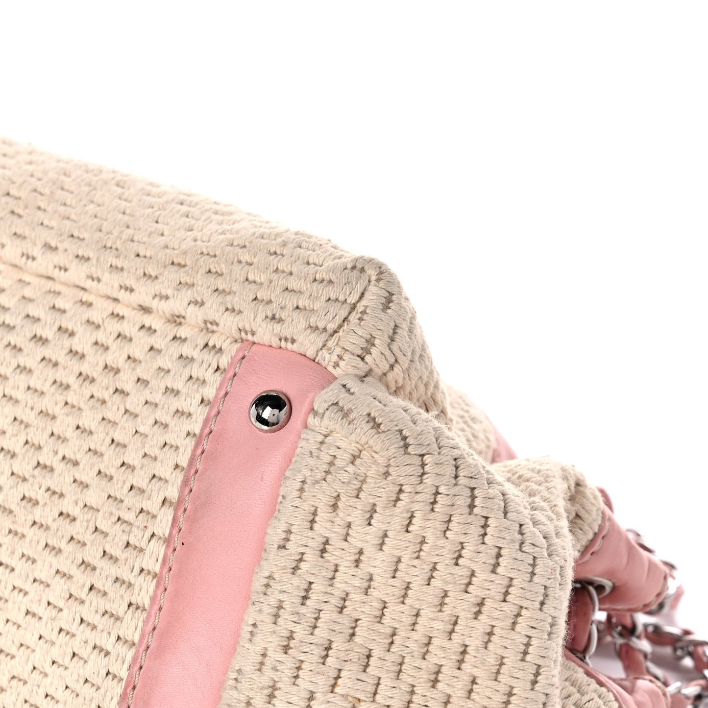 Canvas Woven Lambskin Lax Accordion Hobo Pink