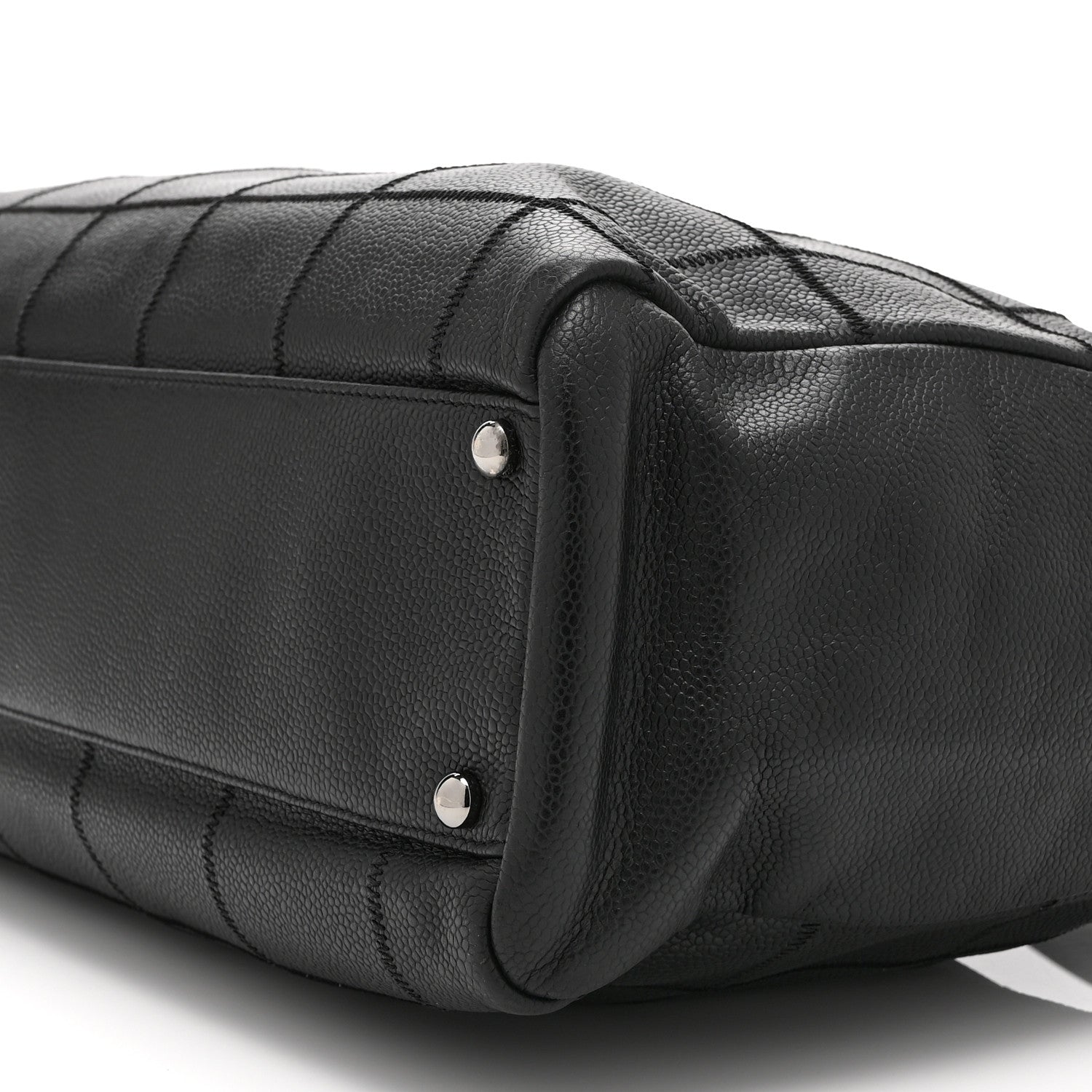 Chanel Caviar Square Stitched Duffel Bag Black 10 of 10