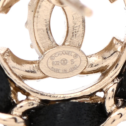 Chanel Crystal Lambskin Chain CC Stud Earrings Black Gold 4 of 5