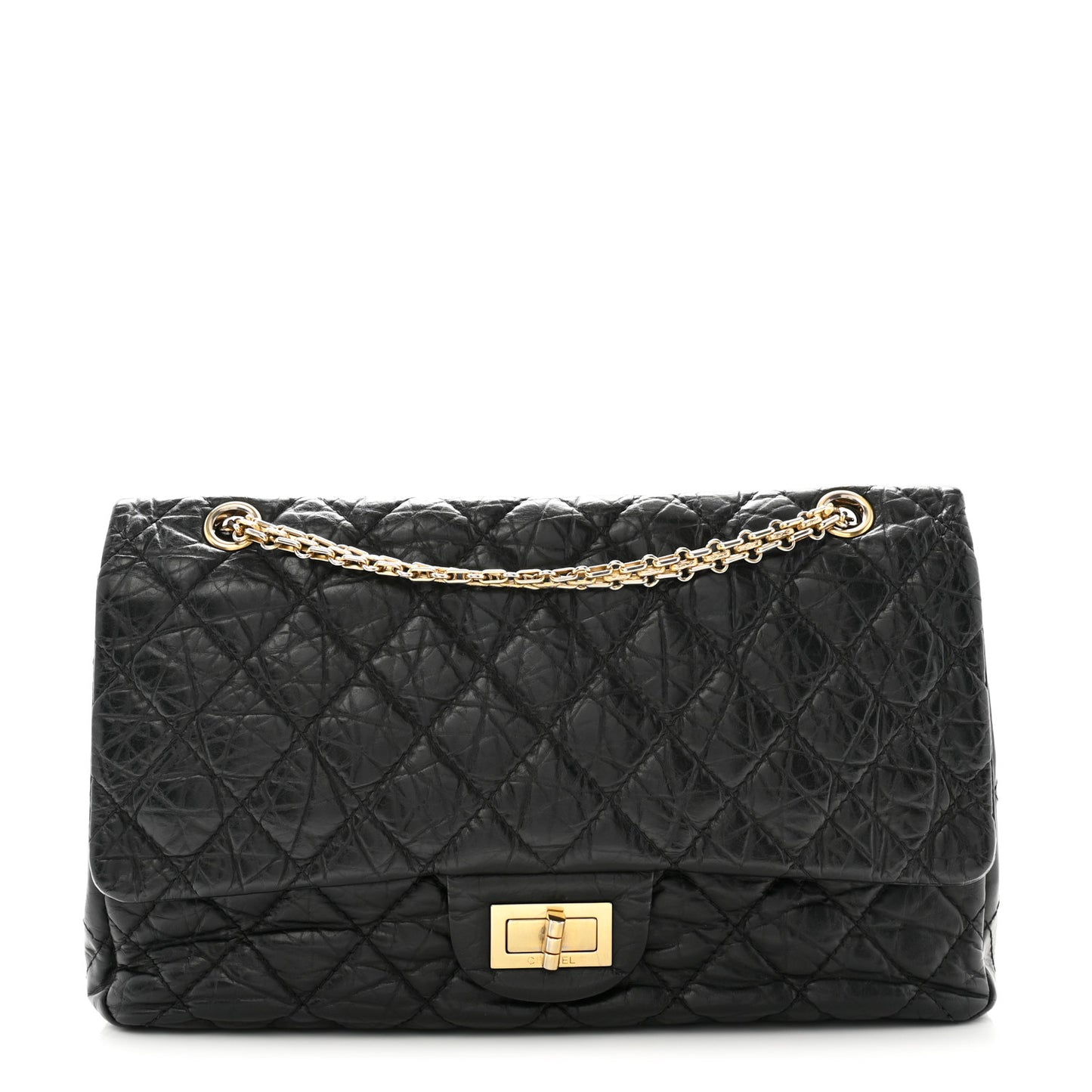 Aged Calfskin Quilted 2.55 Reissue 227 Flap Black