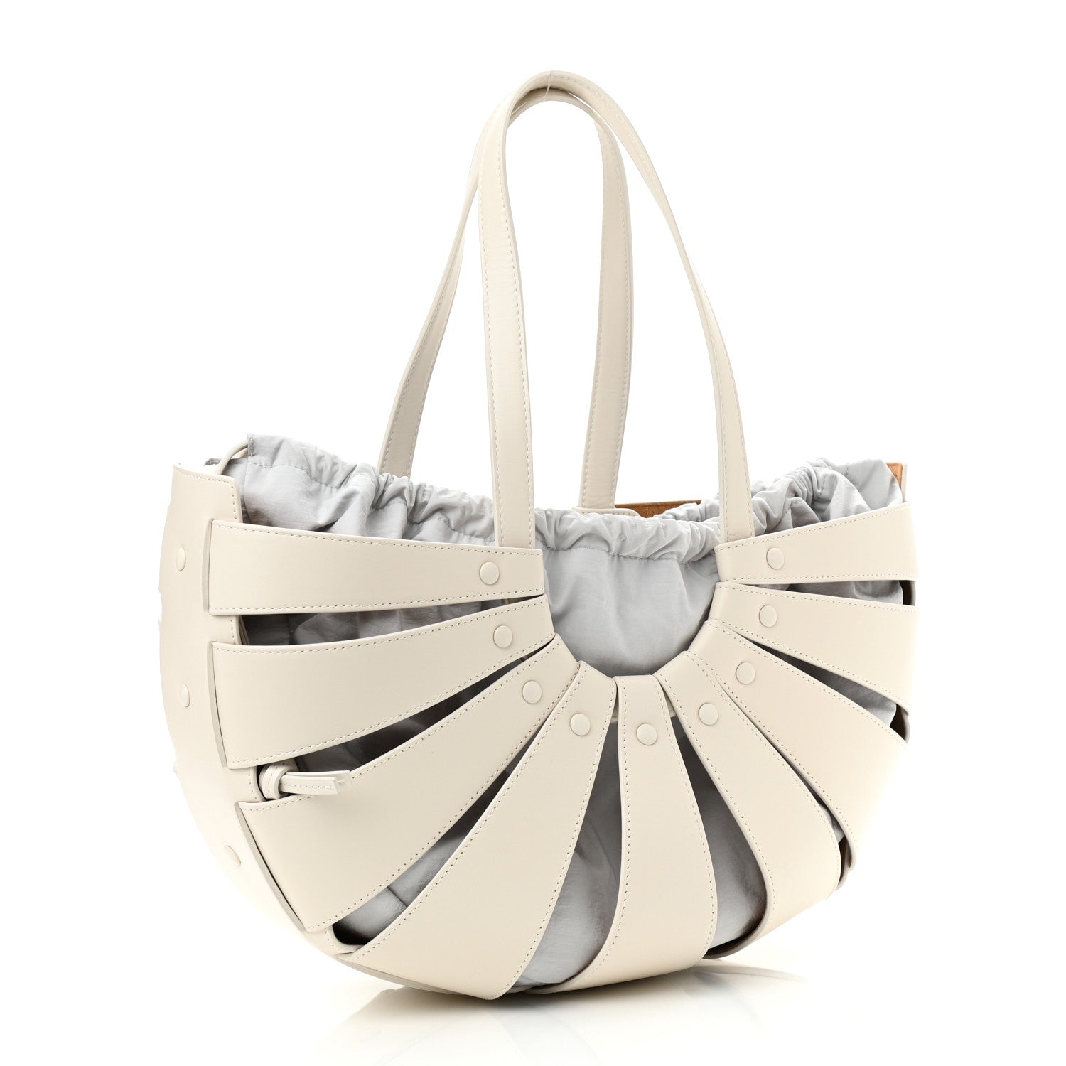 Bottega Veneta French Calfskin Shell Bag White Frost 3 of 8