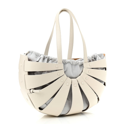 Bottega Veneta French Calfskin Shell Bag White Frost 3 of 8