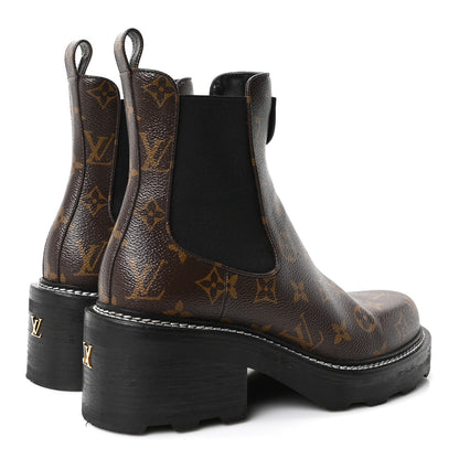 Louis Vuitton Patent Monogram LV Beaubourg Ankle Boots 40 Black 5 of 10