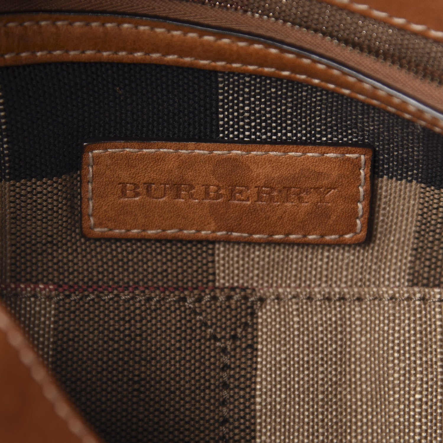 Burberry Canvas Mega Check Medium Ashby Hobo Saddle Brown 11 of 12