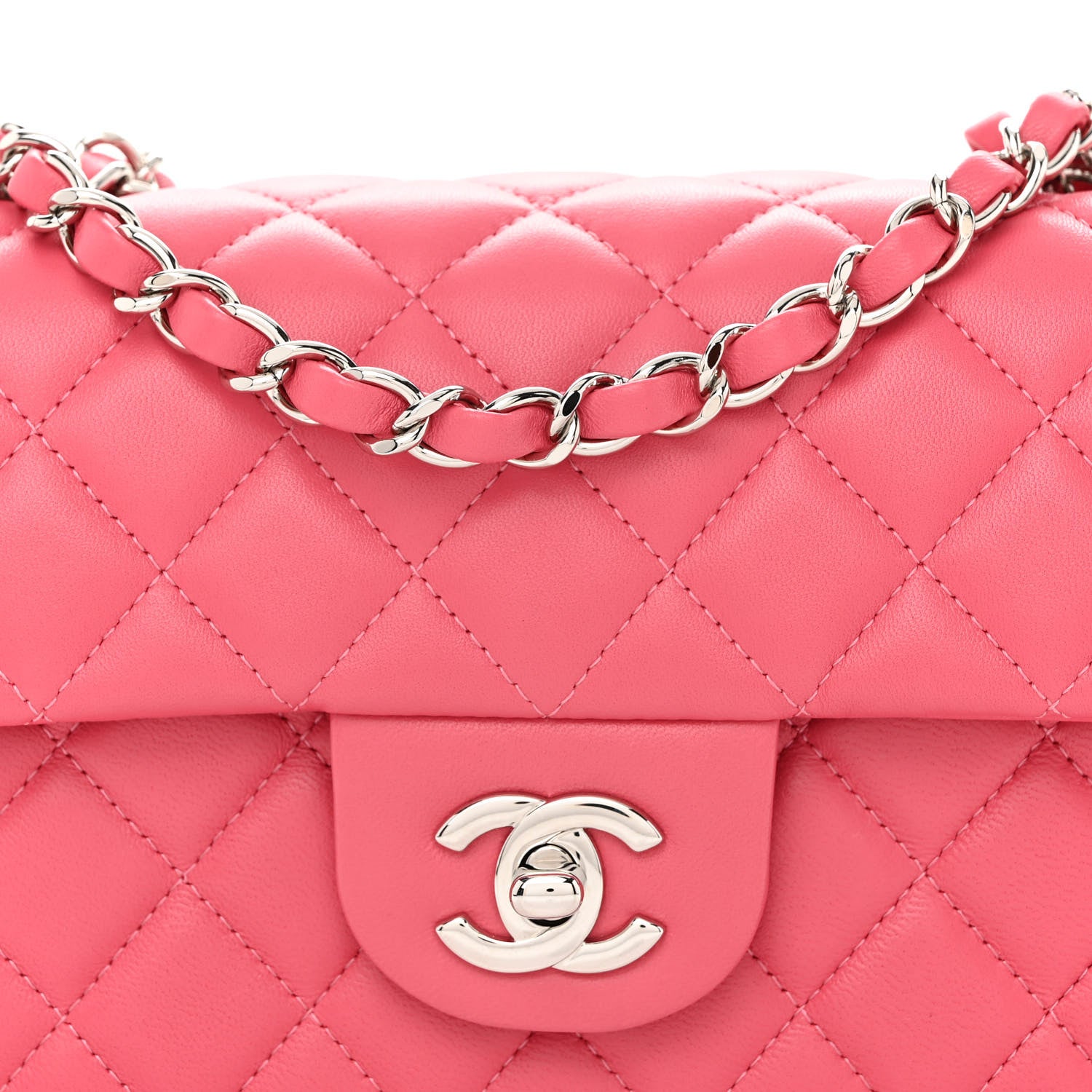 Chanel Lambskin Quilted Mini Rectangular Flap Pink 8 of 10