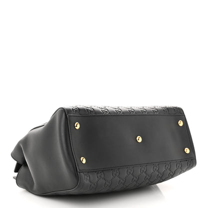 Gucci Guccissima Signature Medium Shoulder Tote Bag Black 4 of 10