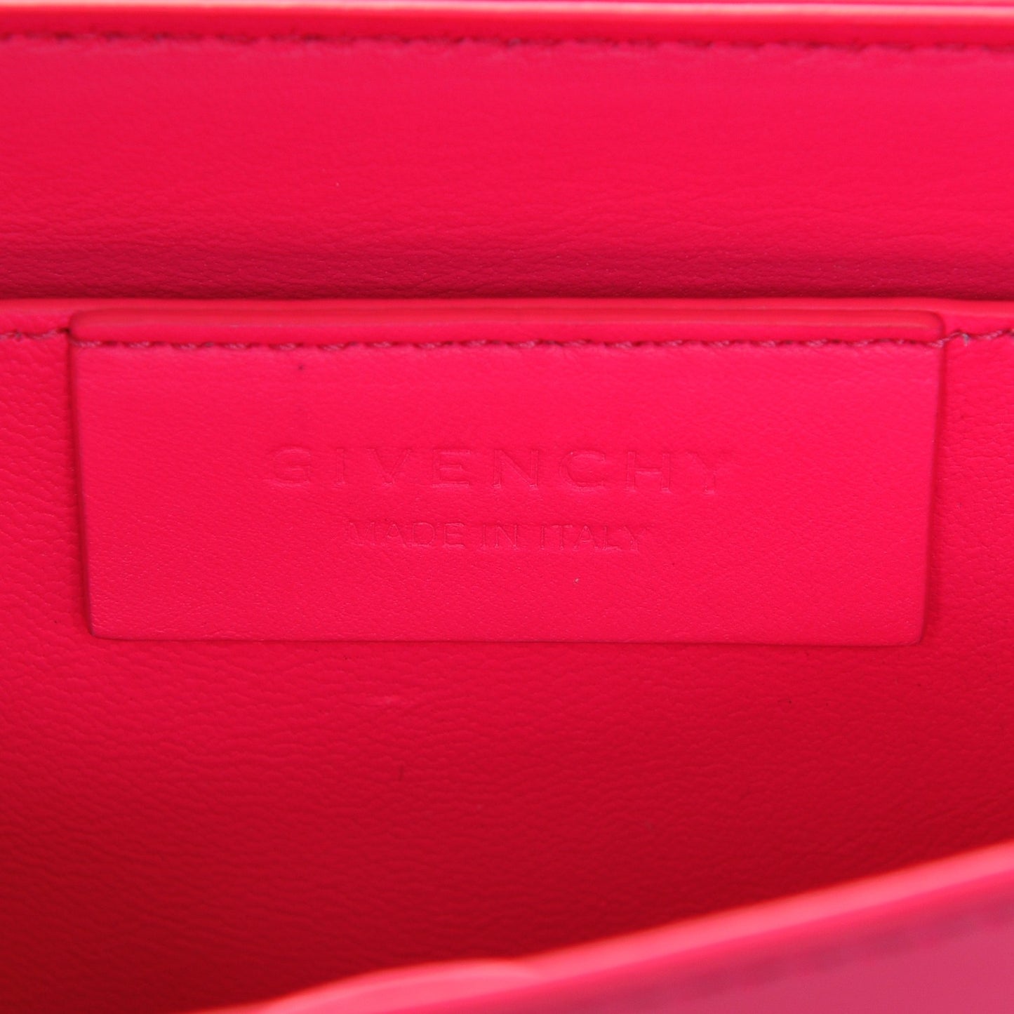 Calfskin Bow Cut Chain Wallet Neon Pink