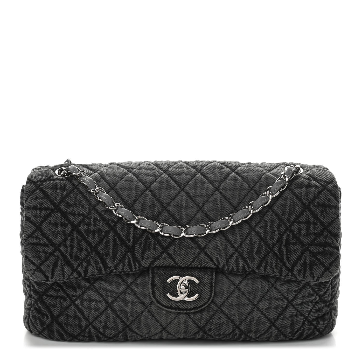 Chanel Denim Quilted Denimpression Flap Grey Black 1 of 9