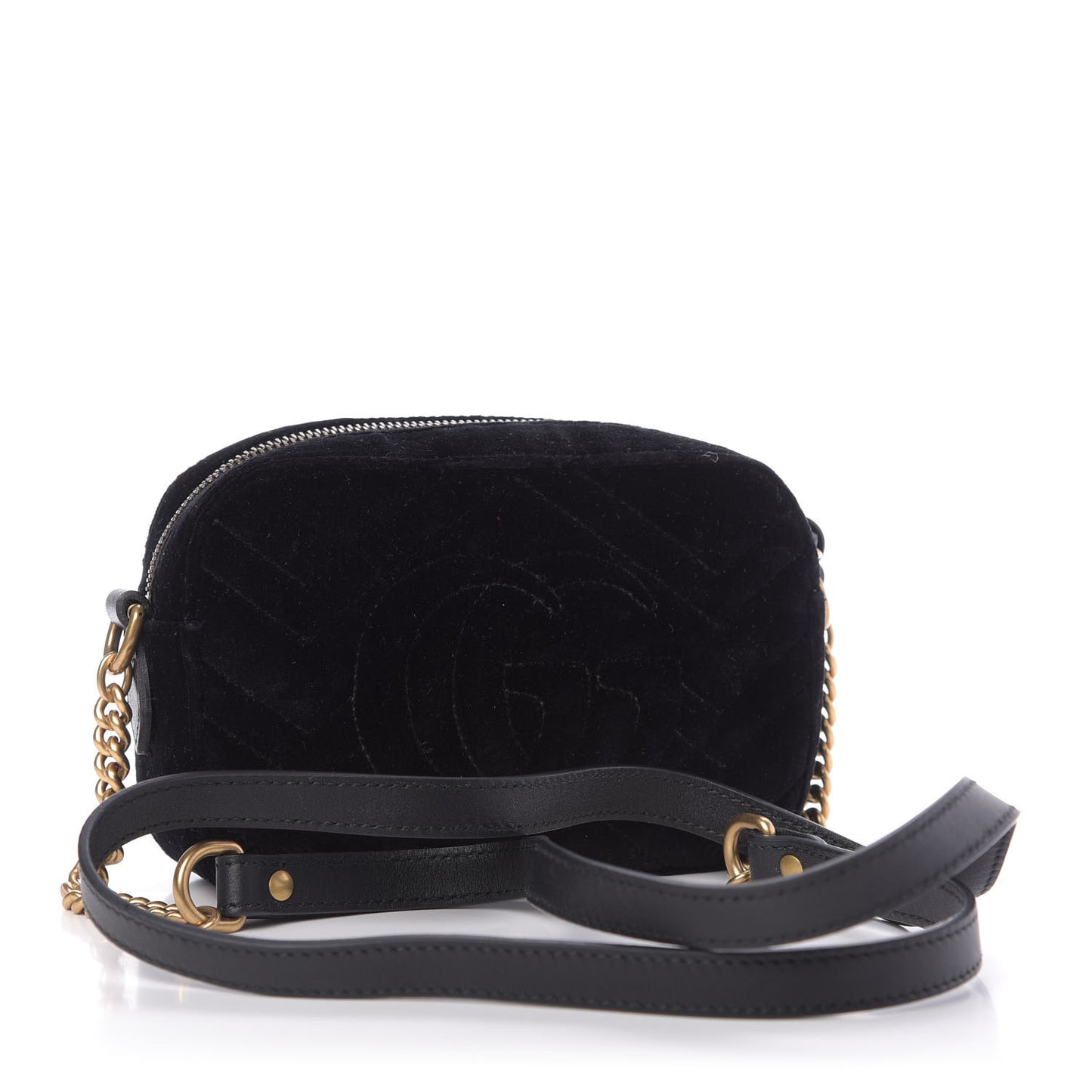 Velvet Matelasse Marquise Crystals Mini GG Marmont Chain Shoulder Bag Black