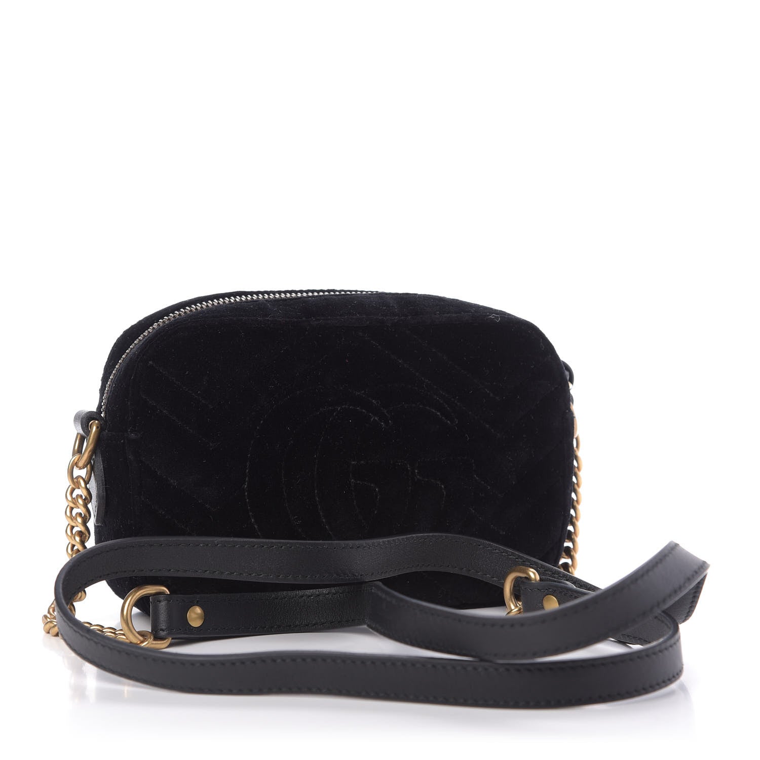 Gucci Velvet Matelasse Marquise Crystals Mini GG Marmont Chain Shoulder Bag Black 3 of 9