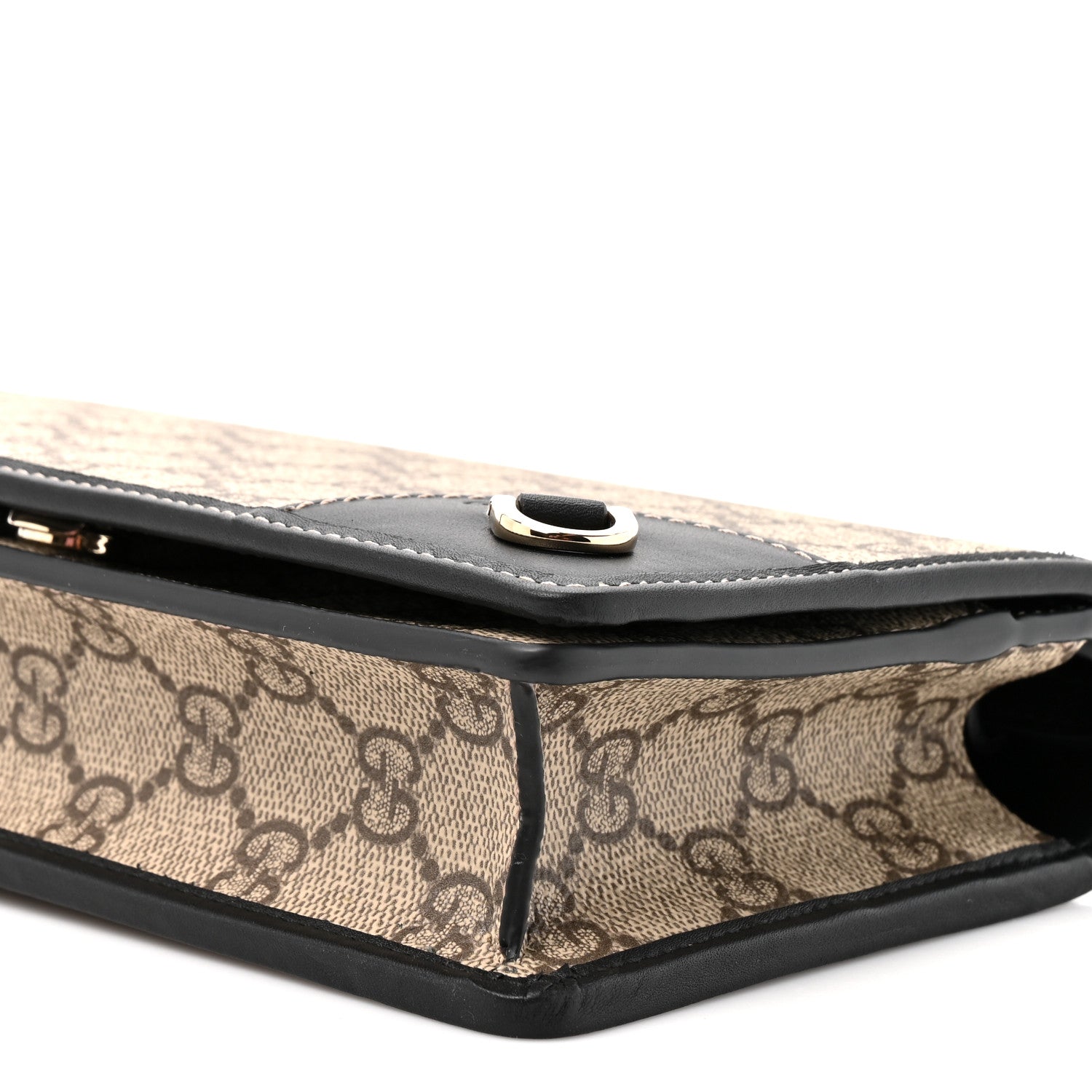 Gucci GG Emblem Monogram Wallet With Strap Beige Ebony Black 8 of 9