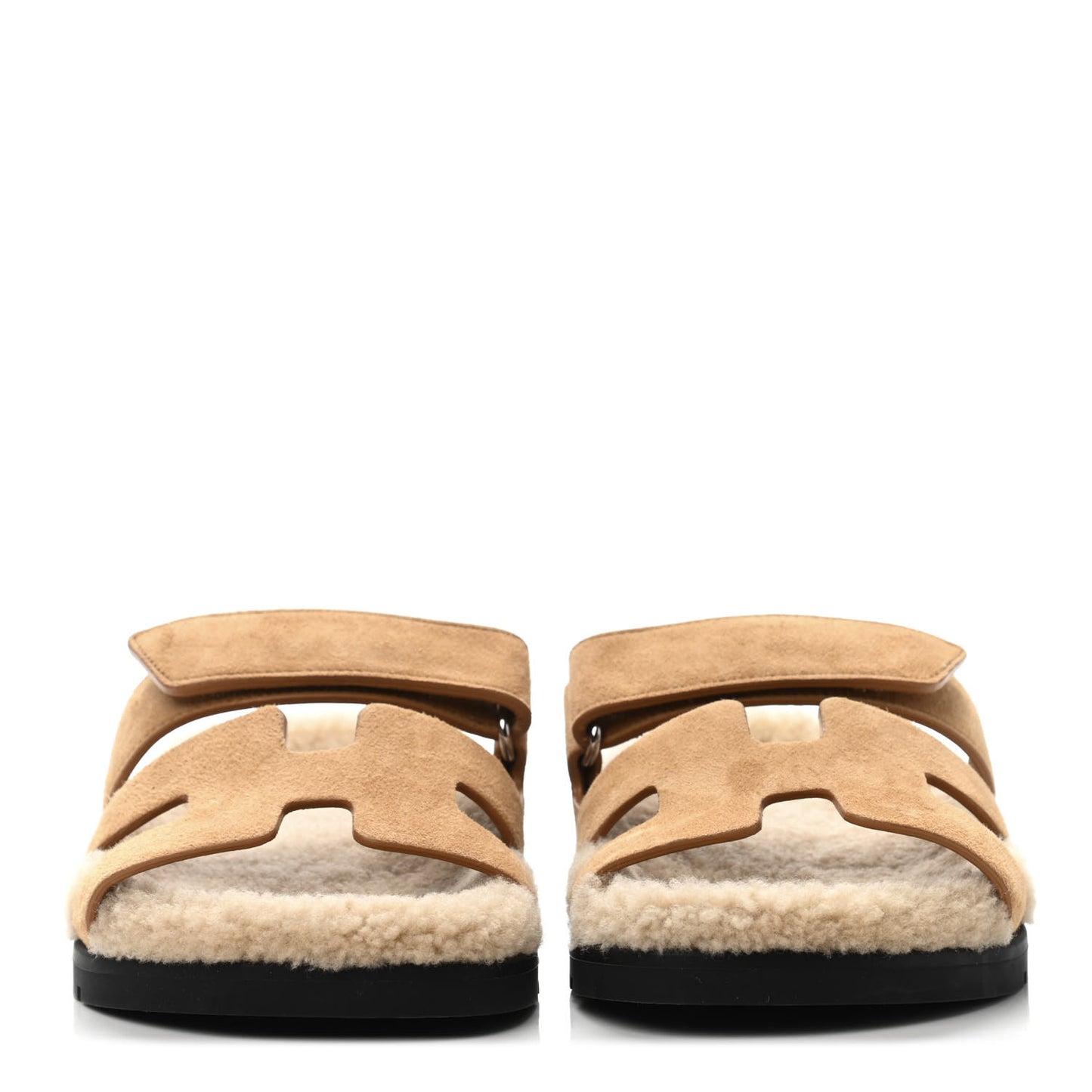 Suede Goatskin Woolskin Womens Chypre Sandals 35 Golden Beige