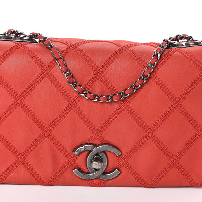 Chanel Iridescent Calfskin Diamond Stitch Flap Red 8 of 12