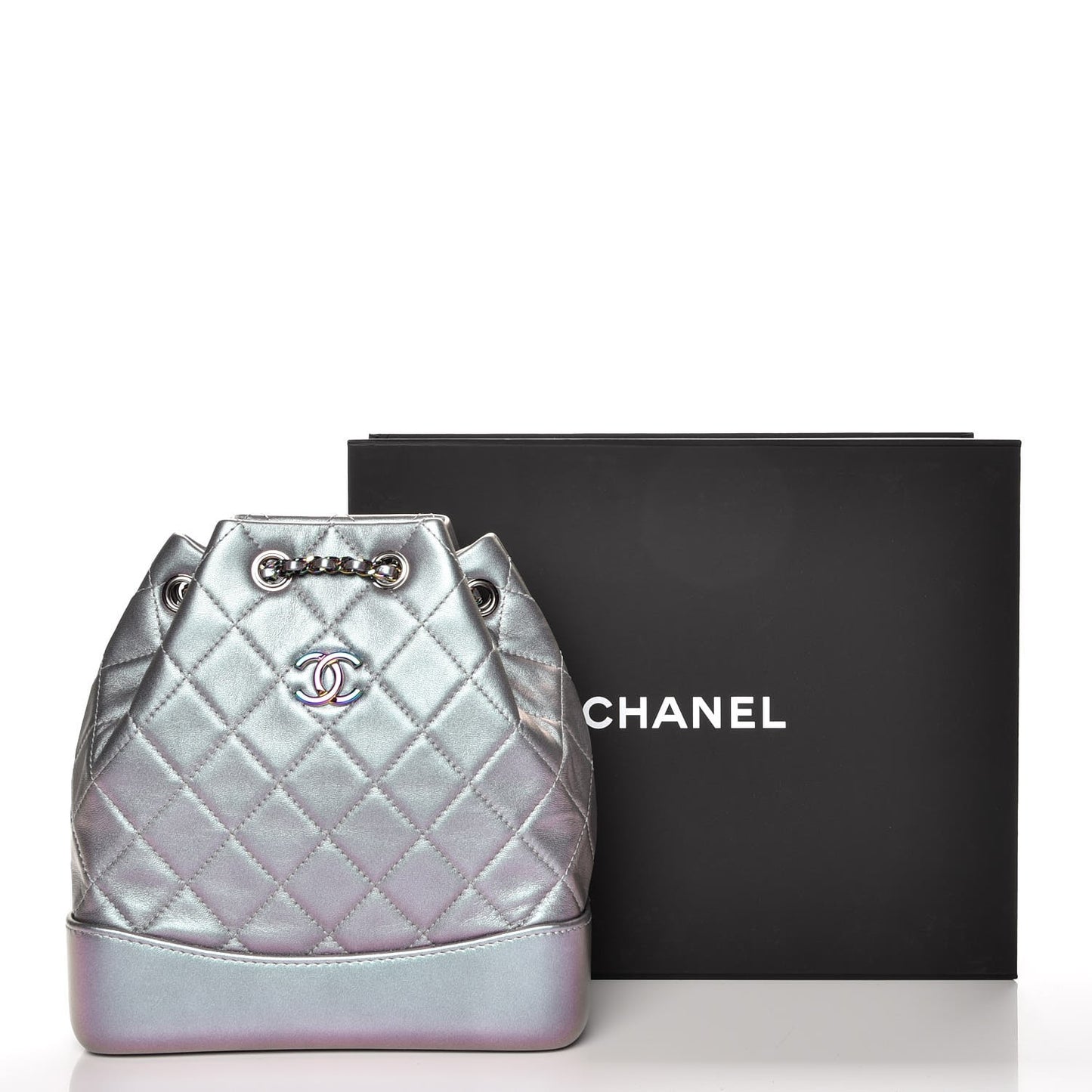 Iridescent Lambskin Calfskin Small Quilted Gabrielle Backpack Light Purple
