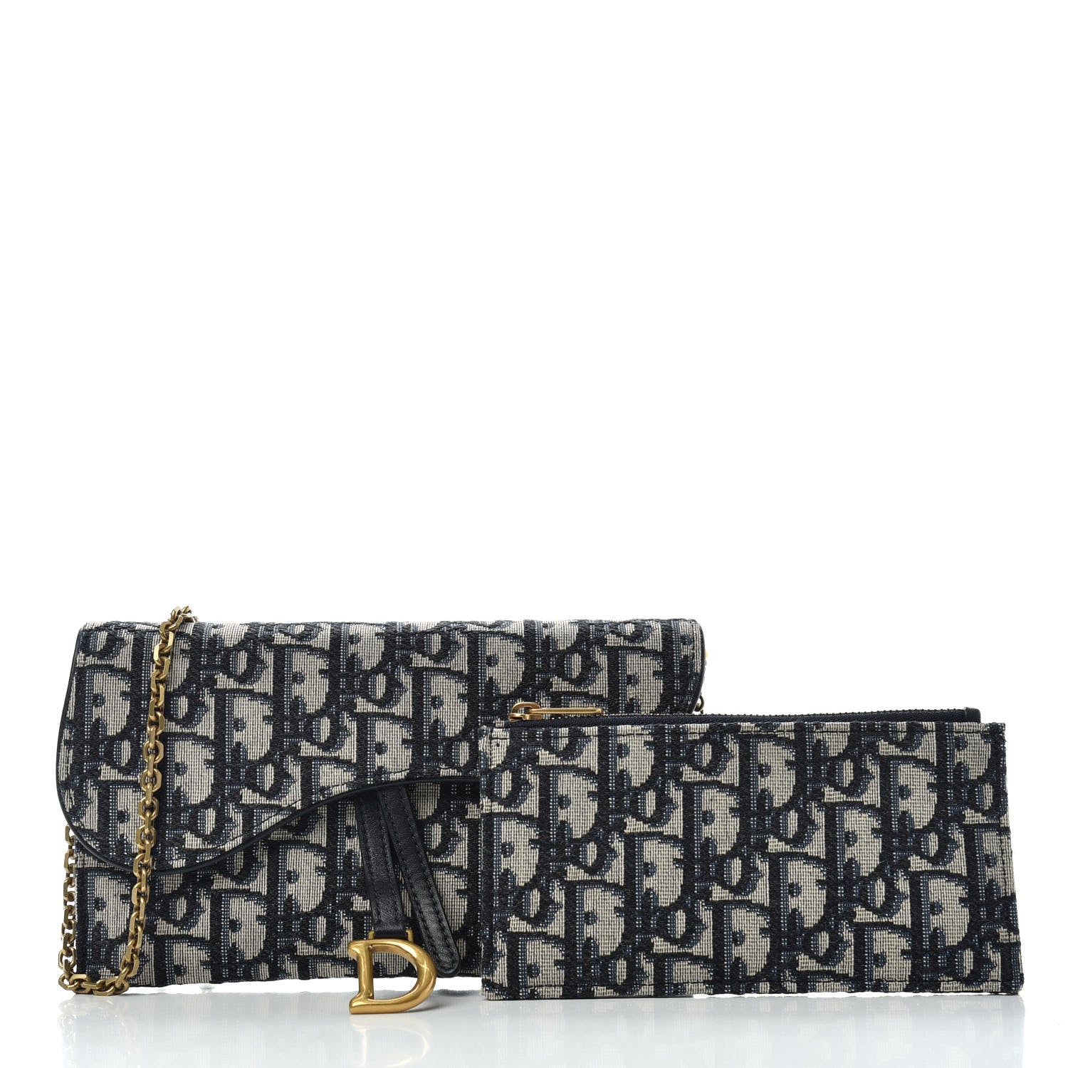 Christian Dior Oblique Saddle Chain Long Wallet Blue 7 of 7