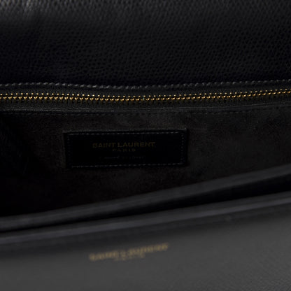 Saint Laurent Textured Calfskin Medium Classic Monogram Universite Bag Black 7 of 11