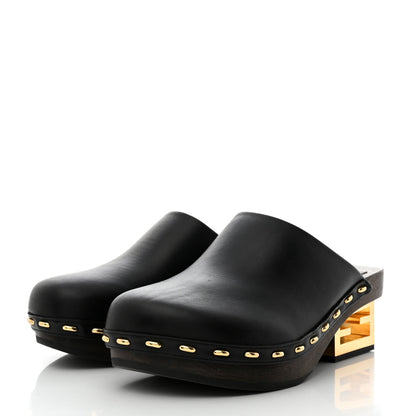Fendi Vitello Baguette 25/60mm Clogs 37 Black 3 of 7