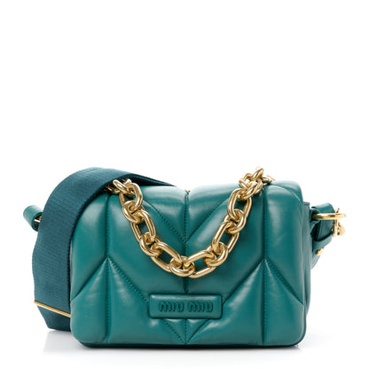 Miu Miu Nappa Quilted Shoulder Bag Laguna 1 of 12