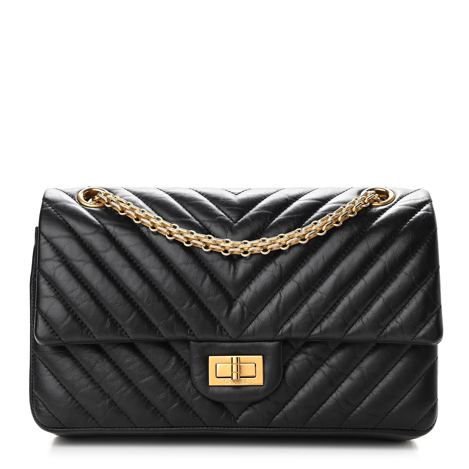 Chanel Aged Calfskin Chevron Quilted 2.55 Reissue 225 Flap Black 1 of 10