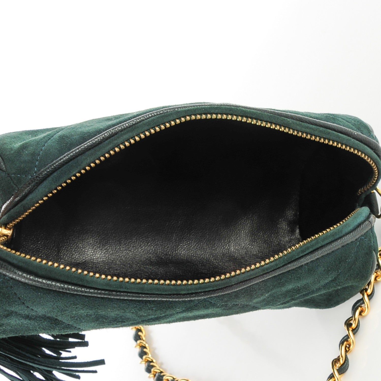 Chanel Suede Small Tassel Shoulder Bag Green 5 of 8