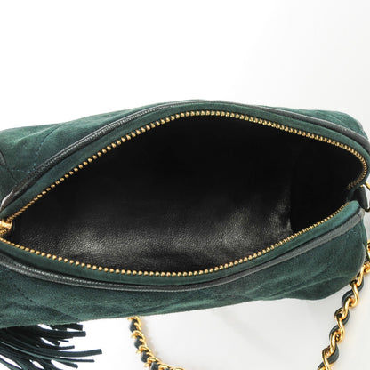 Chanel Suede Small Tassel Shoulder Bag Green 5 of 8