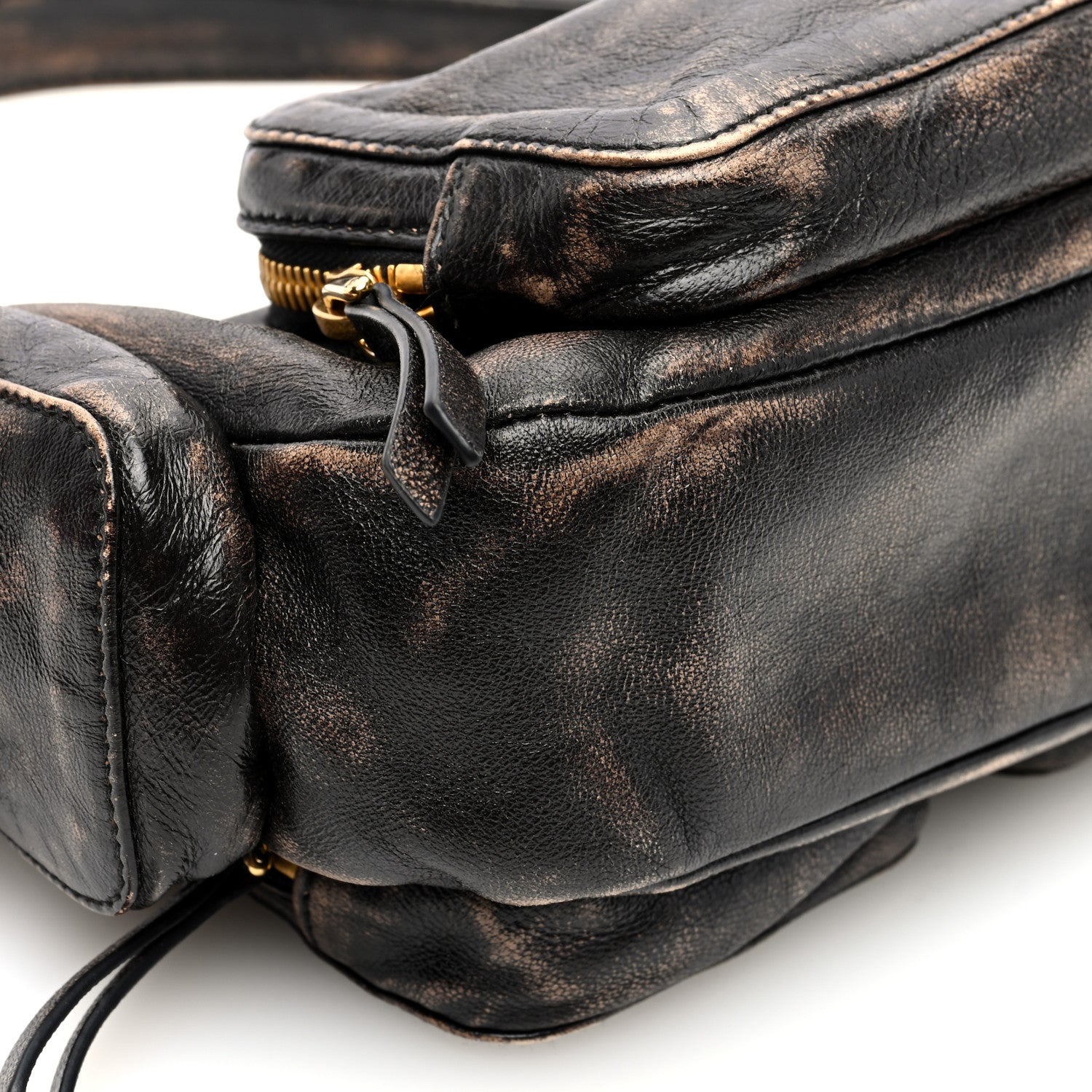 Miu Miu Distressed Nappa Pocket Bag  Sand Coffee 8 of 9