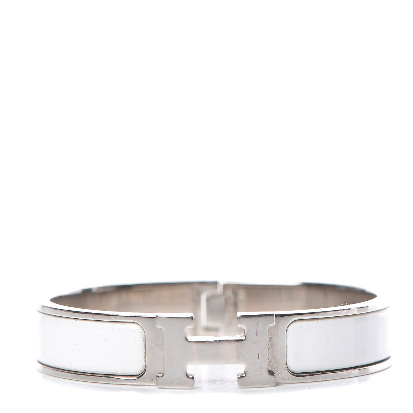 Enamel Narrow Clic Clac H Bracelet PM White