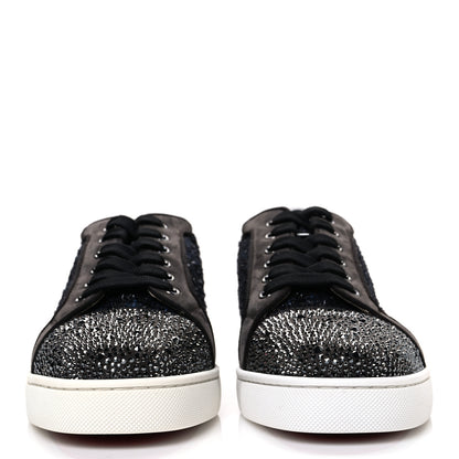 Christian Louboutin Calfskin Veau Velours Strass Mens Louis Junior Flat Sneakers 41.5 Version Reglisse 3 of 11