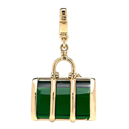 Louis Vuitton 18K Yellow Gold Green Glass Keepall Charm 1 of 5