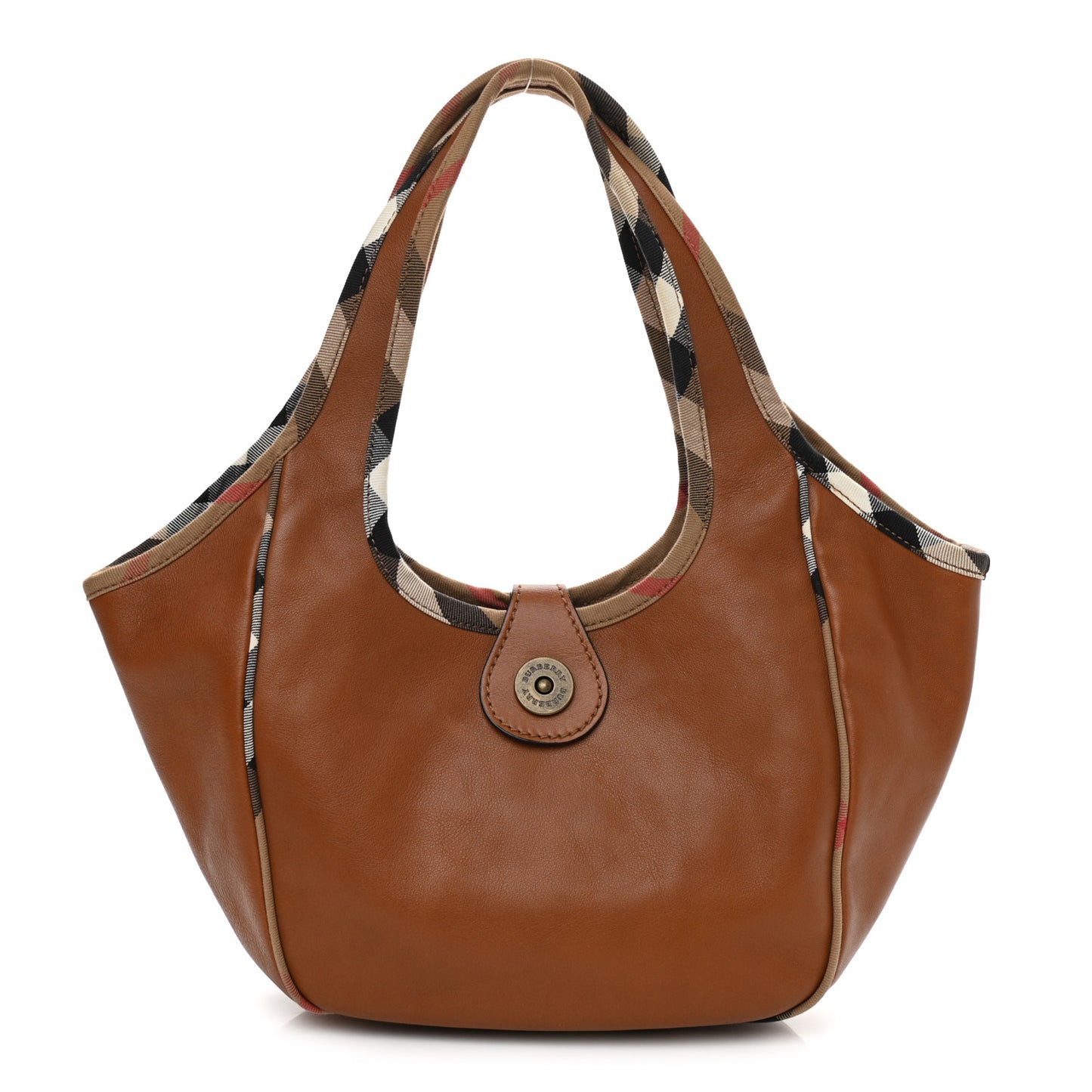 Calfskin Check Trim Hobo Brown