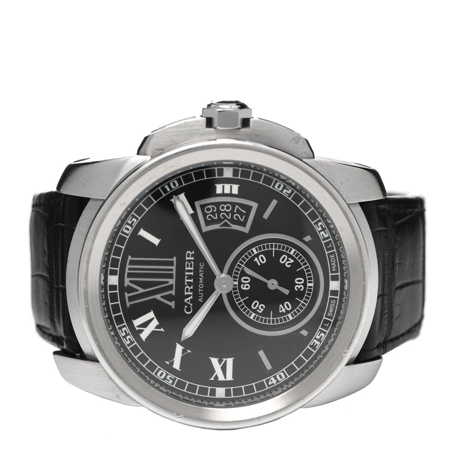 Cartier Stainless Steel Alligator 42mm Calibre de Cartier Automatic Watch Black 2 of 7