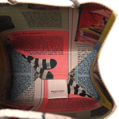 Bottega Veneta Newspaper Print Small Shopper Tote Beige Multicolor 4 of 9